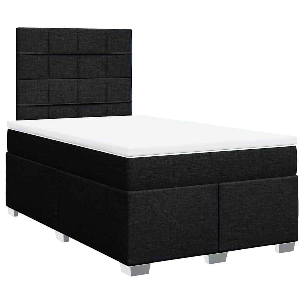 vidaXL Κρεβάτι Boxspring με Στρώμα Μαύρο 120x200 εκ. Υφασμάτινο