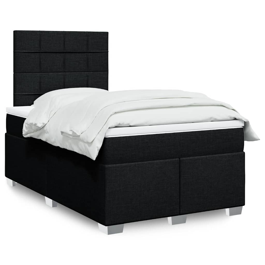 vidaXL Κρεβάτι Boxspring με Στρώμα Μαύρο 120x200 εκ. Υφασμάτινο