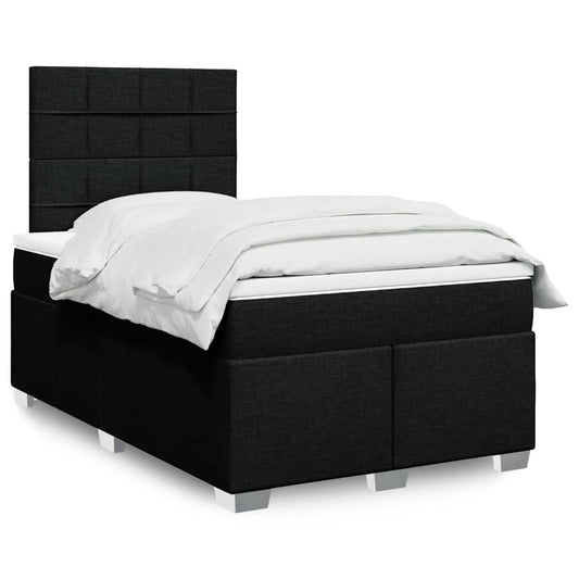 vidaXL Κρεβάτι Boxspring με Στρώμα Μαύρο 120x200 εκ. Υφασμάτινο