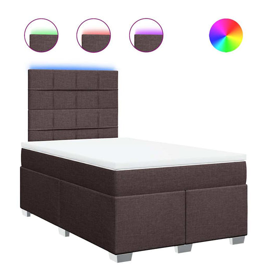 vidaXL Κρεβάτι Boxspring με Στρώμα Σκούρο Καφέ 120x200 εκ. Υφασμάτινο