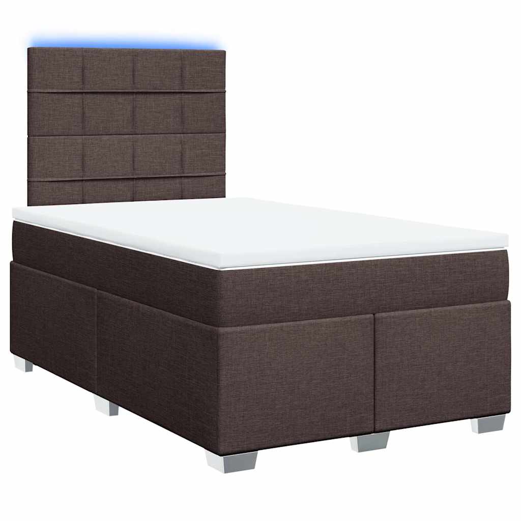 vidaXL Κρεβάτι Boxspring με Στρώμα Σκούρο Καφέ 120x200 εκ. Υφασμάτινο
