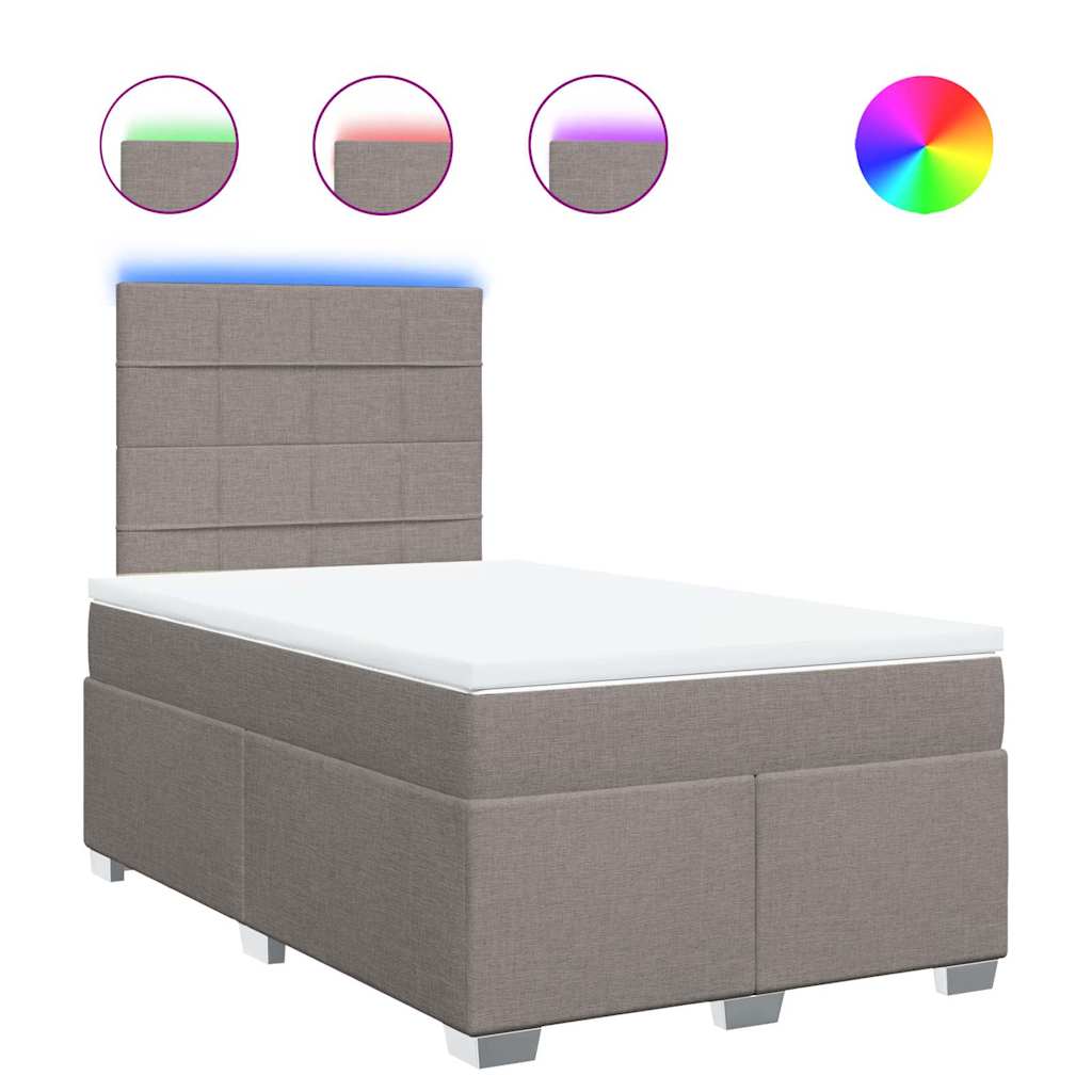vidaXL Κρεβάτι Boxspring με Στρώμα Taupe 120x200 εκ. Υφασμάτινο