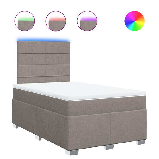 vidaXL Κρεβάτι Boxspring με Στρώμα Taupe 120x200 εκ. Υφασμάτινο