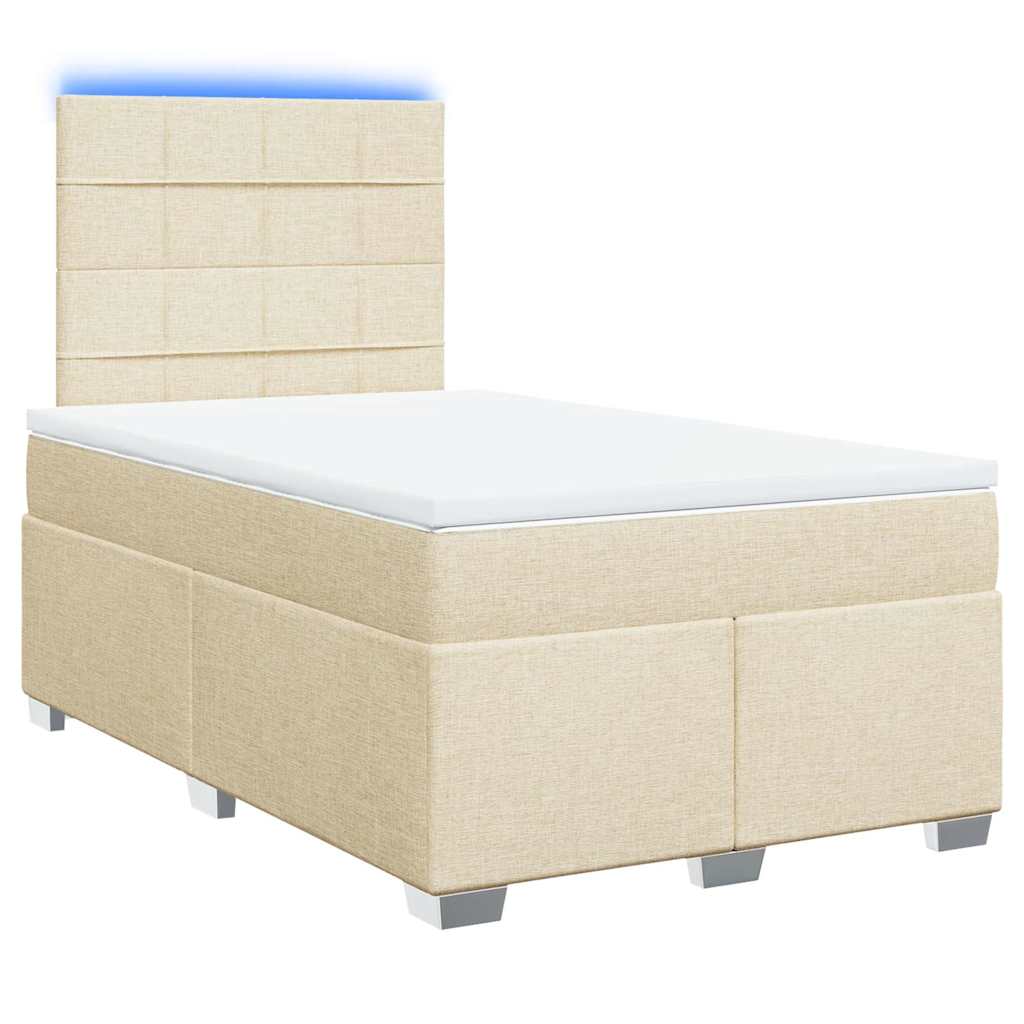 vidaXL Κρεβάτι Boxspring με Στρώμα Κρεμ 120x200 εκ. Υφασμάτινο