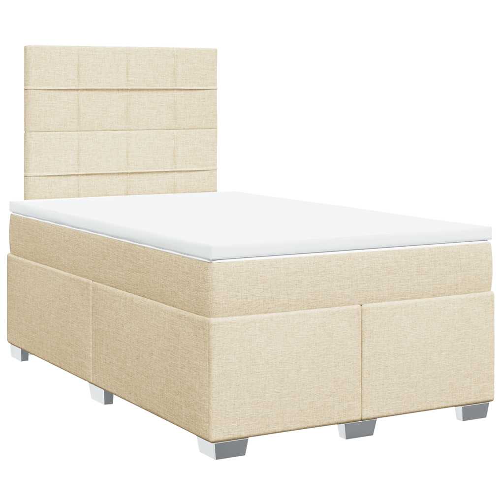 vidaXL Κρεβάτι Boxspring με Στρώμα Κρεμ 120x200 εκ. Υφασμάτινο