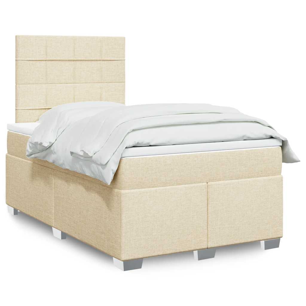 vidaXL Κρεβάτι Boxspring με Στρώμα Κρεμ 120x200 εκ. Υφασμάτινο