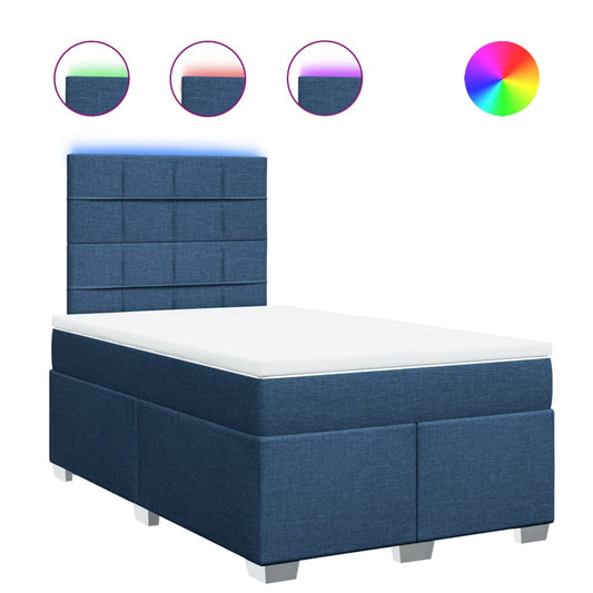 vidaXL Κρεβάτι Boxspring με Στρώμα Μπλε 120x200 εκ. Υφασμάτινο