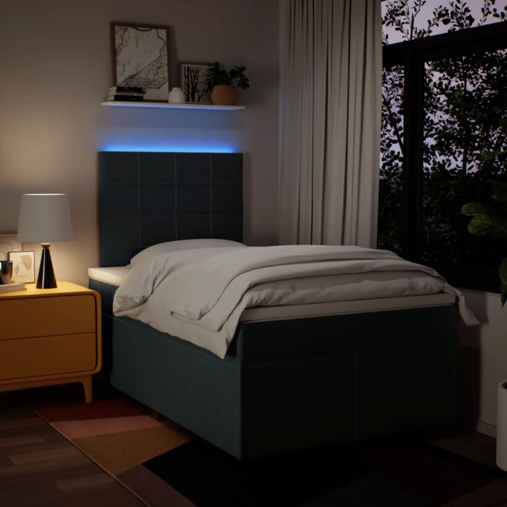 vidaXL Κρεβάτι Boxspring με Στρώμα Μπλε 120x200 εκ. Υφασμάτινο