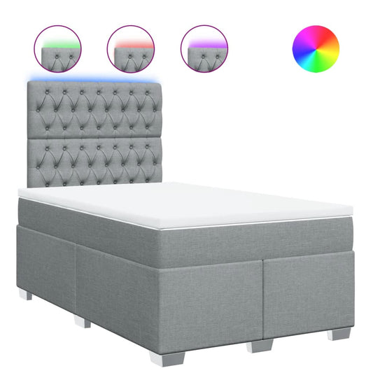 vidaXL Κρεβάτι Boxspring με Στρώμα Ανοιχτό Γκρι 120x200 εκ. Υφασμάτινο