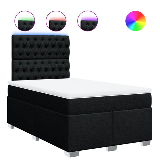 vidaXL Κρεβάτι Boxspring με Στρώμα Μαύρο 120x200 εκ. Υφασμάτινο