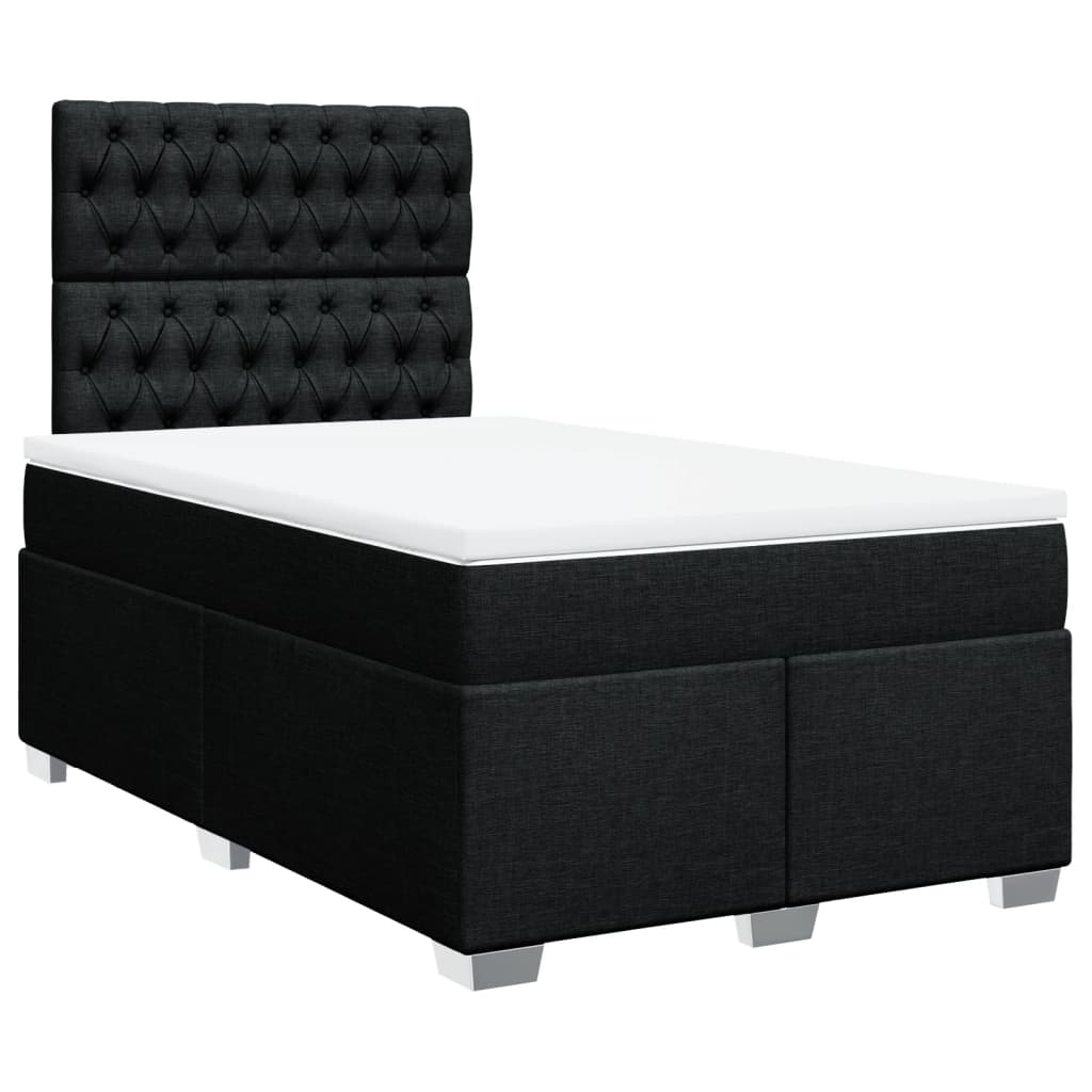 vidaXL Κρεβάτι Boxspring με Στρώμα Μαύρο 120x200 εκ. Υφασμάτινο