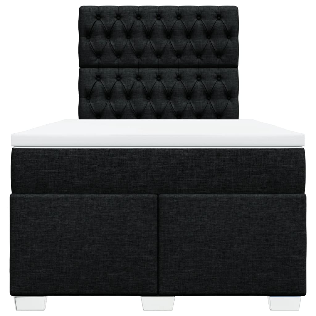 vidaXL Κρεβάτι Boxspring με Στρώμα Μαύρο 120x200 εκ. Υφασμάτινο
