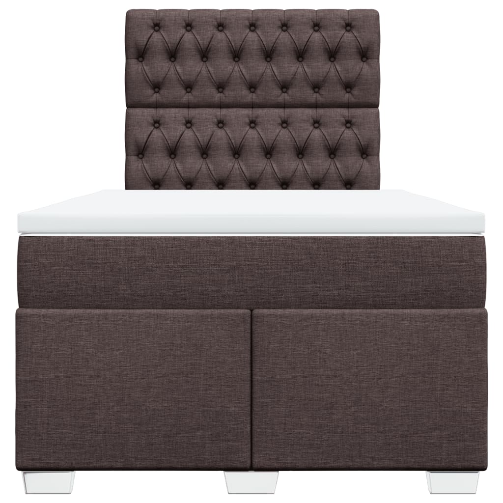 vidaXL Κρεβάτι Boxspring με Στρώμα Σκούρο Καφέ 120x200 εκ. Υφασμάτινο