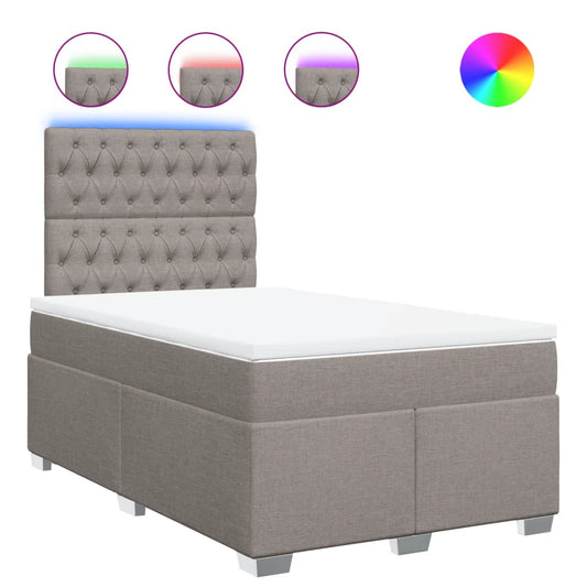 vidaXL Κρεβάτι Boxspring με Στρώμα Taupe 120x200 εκ. Υφασμάτινο