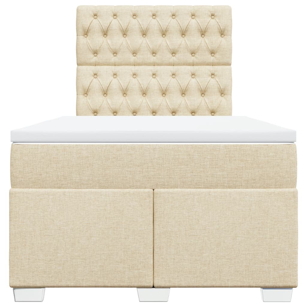 vidaXL Κρεβάτι Boxspring με Στρώμα Κρεμ 120x200 εκ. Υφασμάτινο