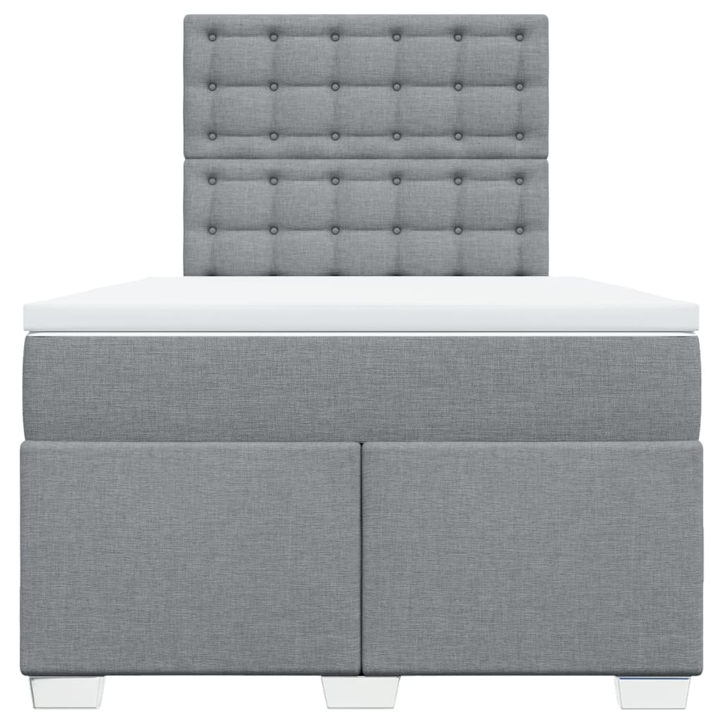 vidaXL Κρεβάτι Boxspring με Στρώμα Ανοιχτό Γκρι 120x200 εκ. Υφασμάτινο