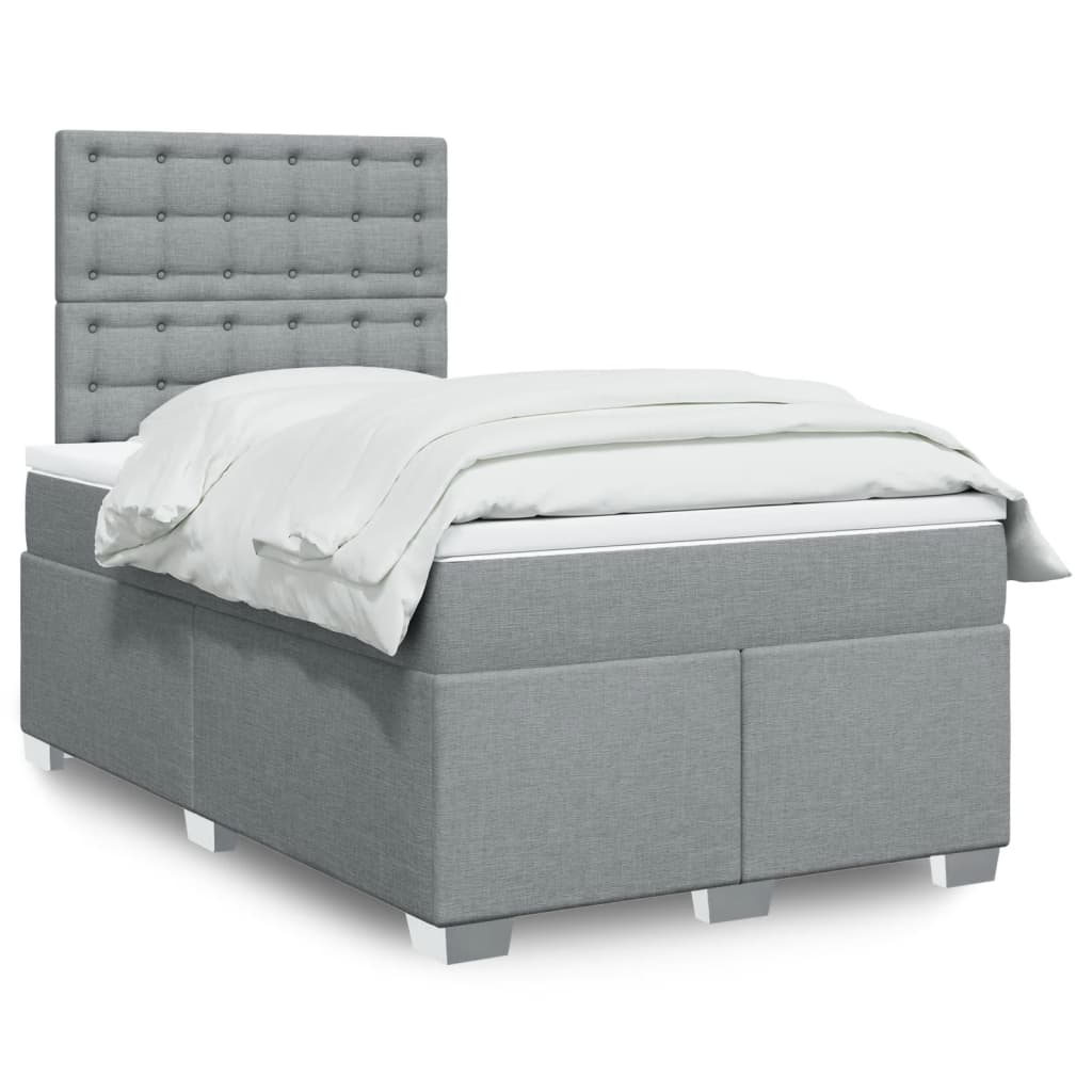 vidaXL Κρεβάτι Boxspring με Στρώμα Ανοιχτό Γκρι 120x200 εκ. Υφασμάτινο