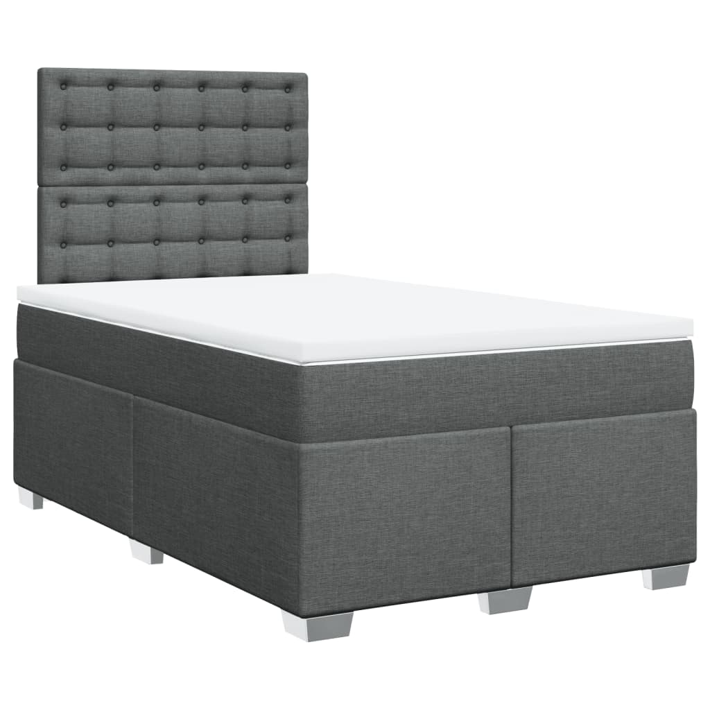 vidaXL Κρεβάτι Boxspring με Στρώμα Σκούρο Γκρι 120x200 εκ. Υφασμάτινο