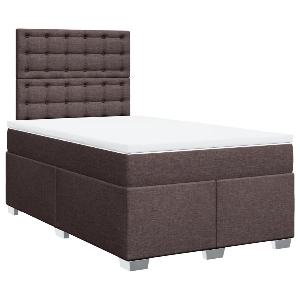 vidaXL Κρεβάτι Boxspring με Στρώμα Σκούρο Καφέ 120x200 εκ. Υφασμάτινο