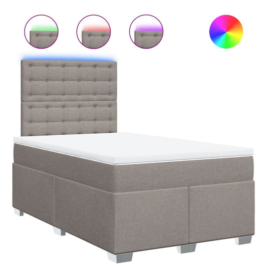 vidaXL Κρεβάτι Boxspring με Στρώμα Taupe 120x200 εκ. Υφασμάτινο