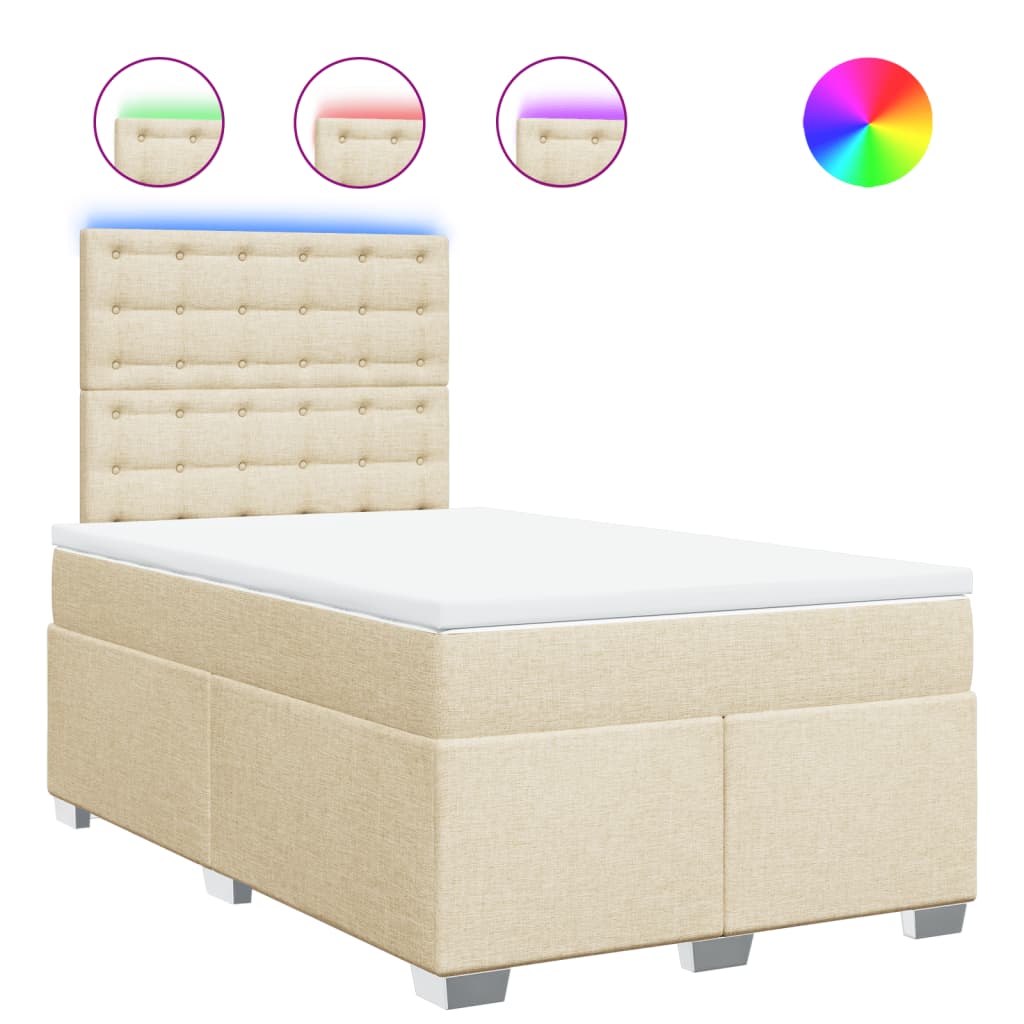 vidaXL Κρεβάτι Boxspring με Στρώμα Κρεμ 120x200 εκ. Υφασμάτινο