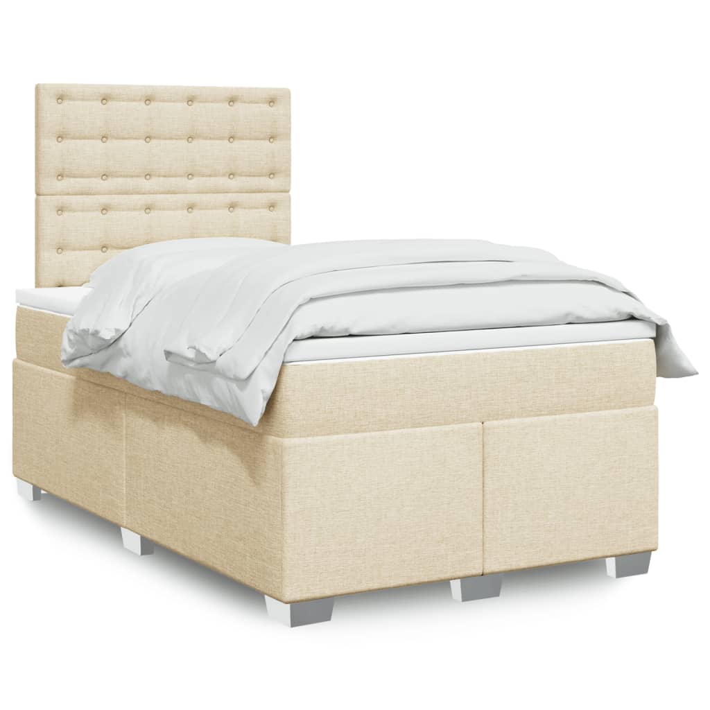 vidaXL Κρεβάτι Boxspring με Στρώμα Κρεμ 120x200 εκ. Υφασμάτινο