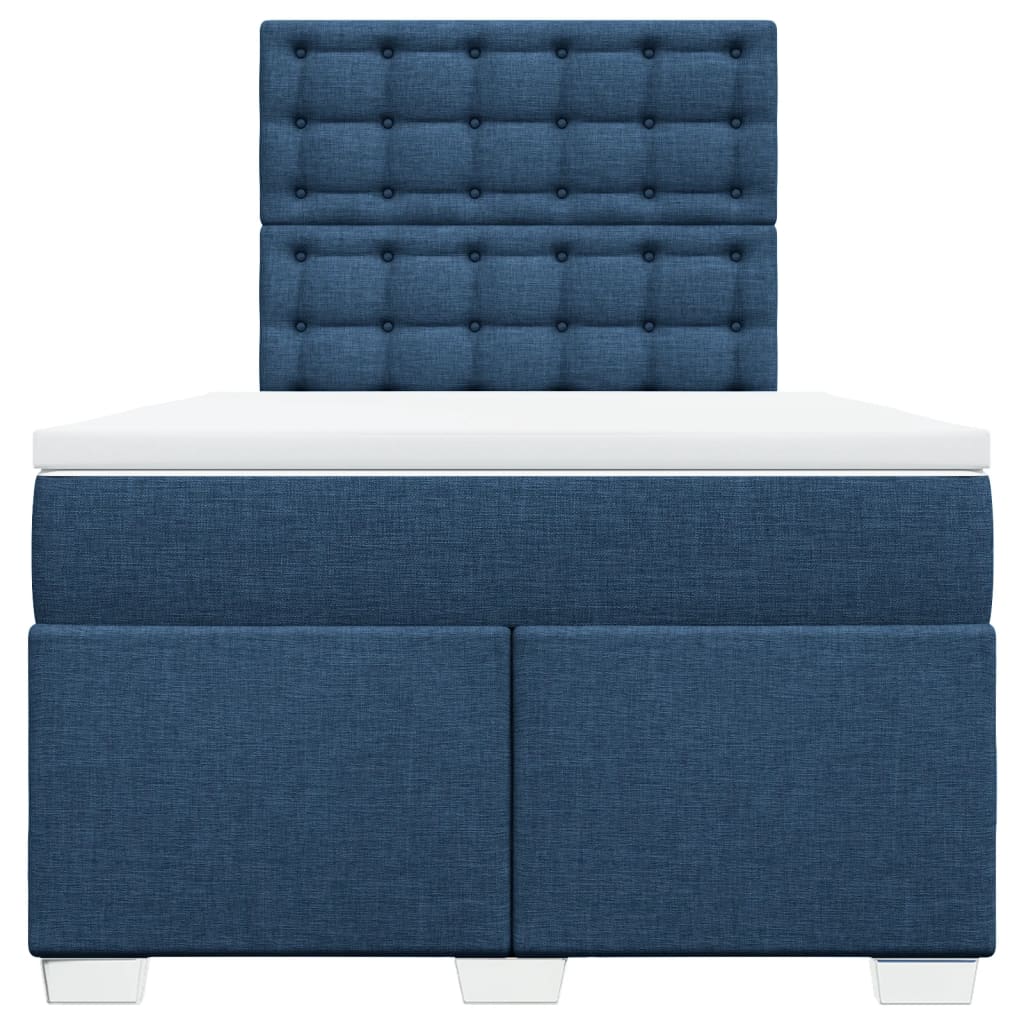 vidaXL Κρεβάτι Boxspring με Στρώμα Μπλε 120x200 εκ. Υφασμάτινο