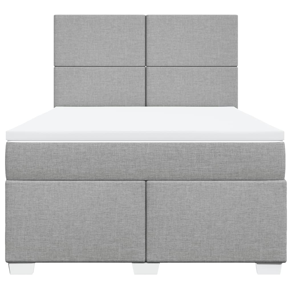 vidaXL Κρεβάτι Boxspring με Στρώμα Ανοιχτό Γκρι 140x190 εκ. Υφασμάτινο