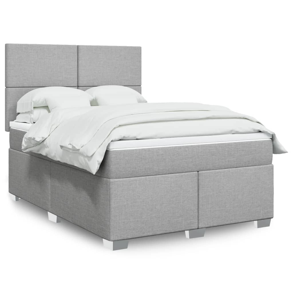 vidaXL Κρεβάτι Boxspring με Στρώμα Ανοιχτό Γκρι 140x190 εκ. Υφασμάτινο