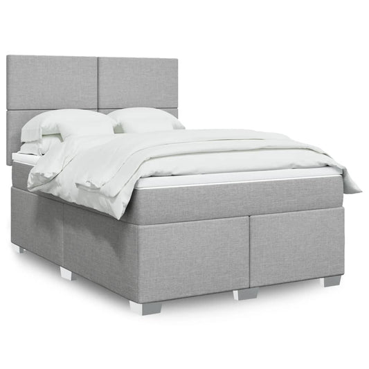 vidaXL Κρεβάτι Boxspring με Στρώμα Ανοιχτό Γκρι 140x190 εκ. Υφασμάτινο