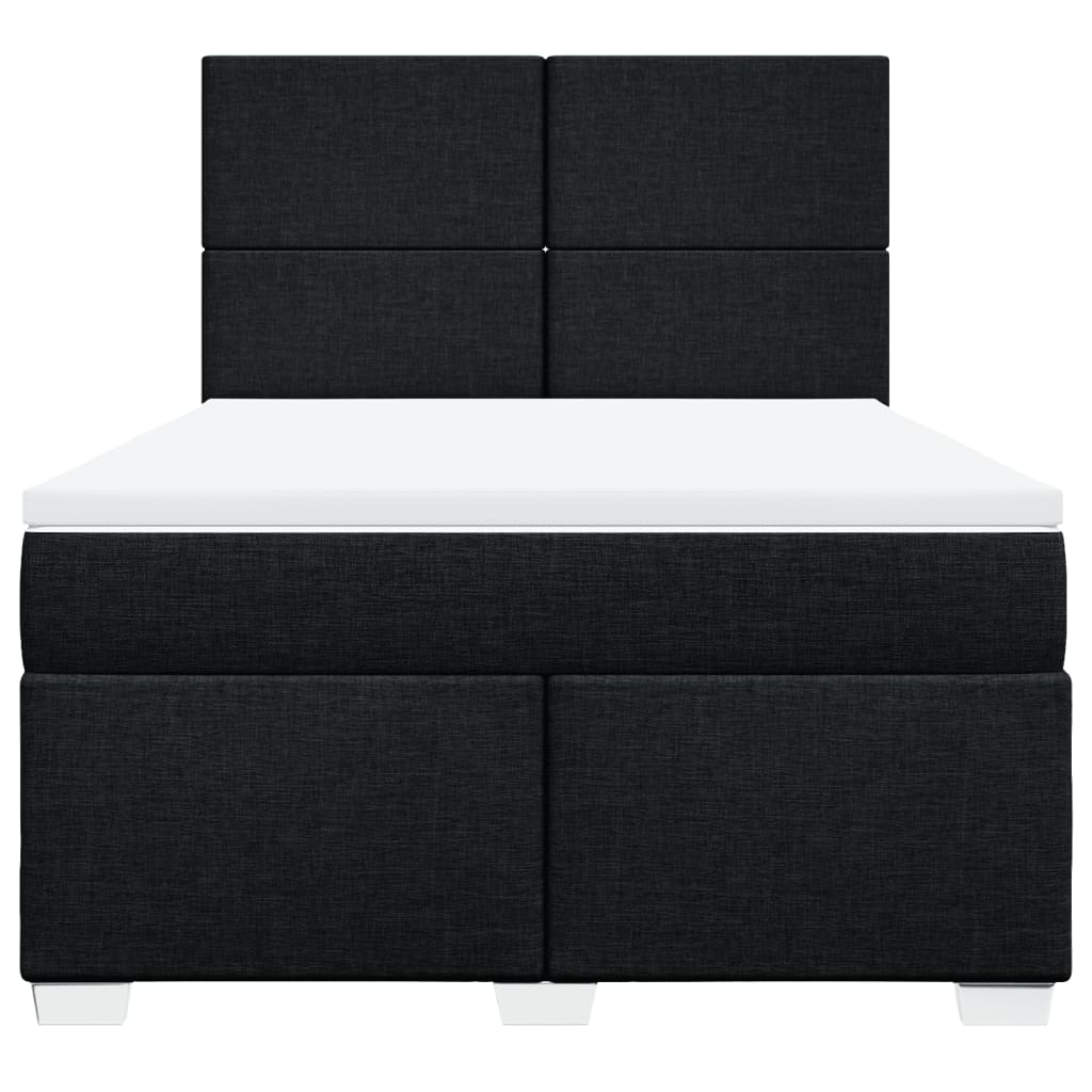 vidaXL Κρεβάτι Boxspring με Στρώμα Μαύρο 140x190 εκ. Υφασμάτινο