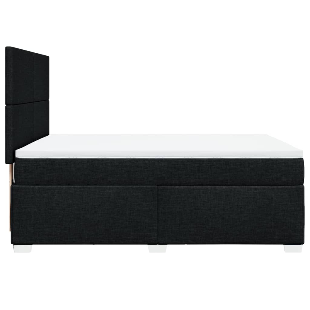 vidaXL Κρεβάτι Boxspring με Στρώμα Μαύρο 140x190 εκ. Υφασμάτινο