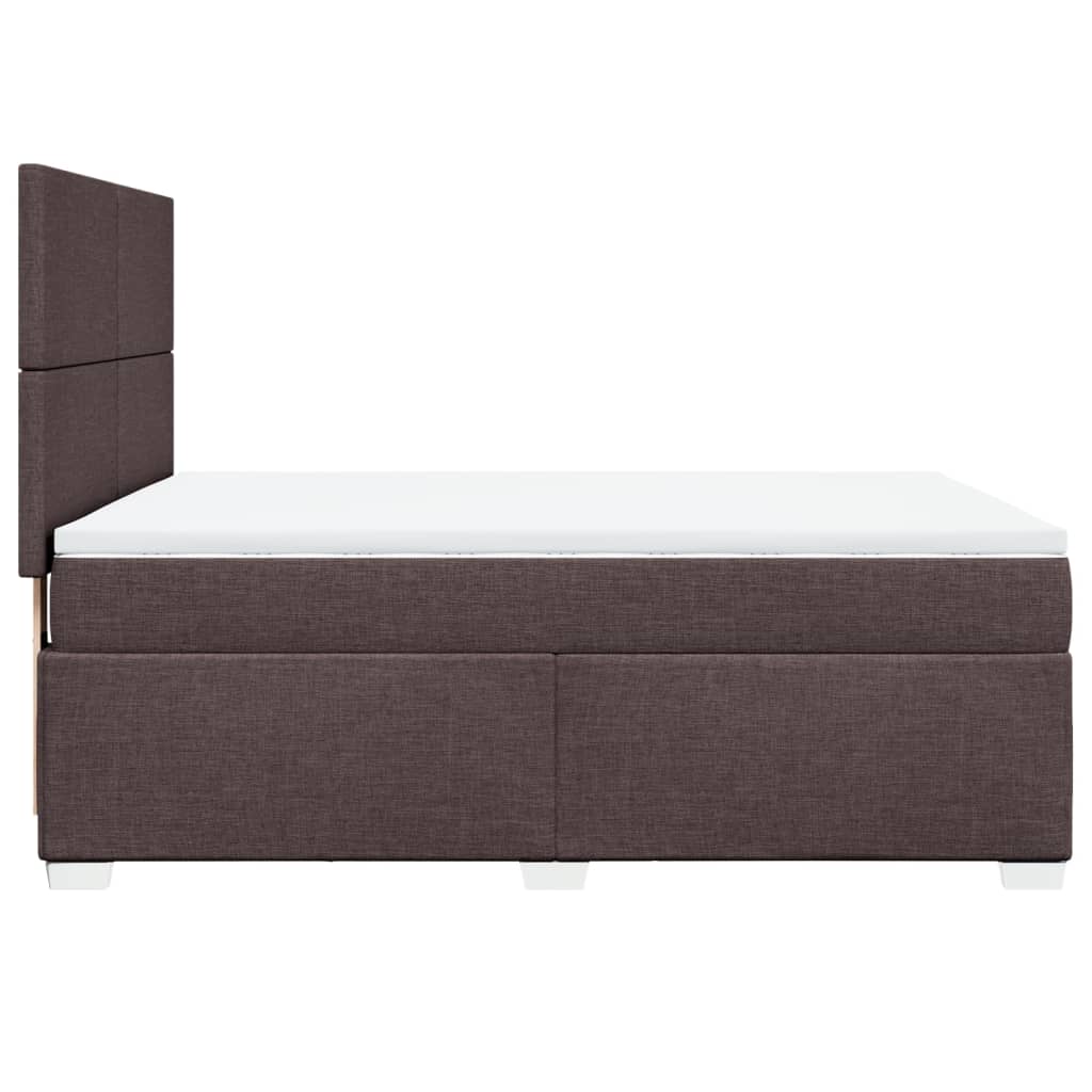 vidaXL Κρεβάτι Boxspring με Στρώμα Σκούρο Καφέ 140x190 εκ. Υφασμάτινο