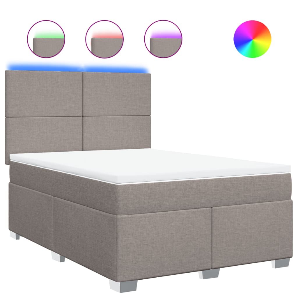 vidaXL Κρεβάτι Boxspring με Στρώμα Taupe 140x190 εκ. Υφασμάτινο
