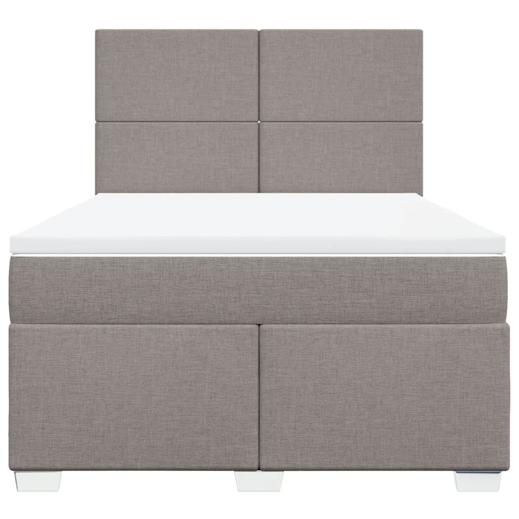 vidaXL Κρεβάτι Boxspring με Στρώμα Taupe 140x190 εκ. Υφασμάτινο