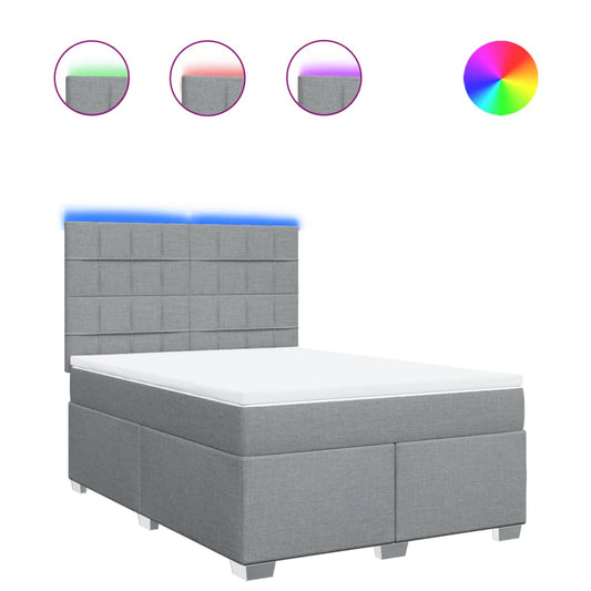 vidaXL Κρεβάτι Boxspring με Στρώμα Ανοιχτό Γκρι 140x190 εκ. Υφασμάτινο