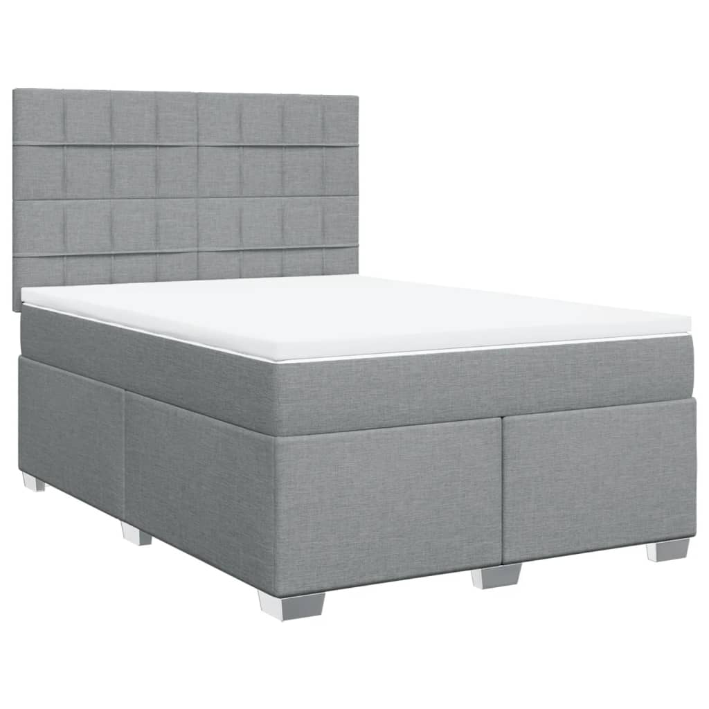 vidaXL Κρεβάτι Boxspring με Στρώμα Ανοιχτό Γκρι 140x190 εκ. Υφασμάτινο