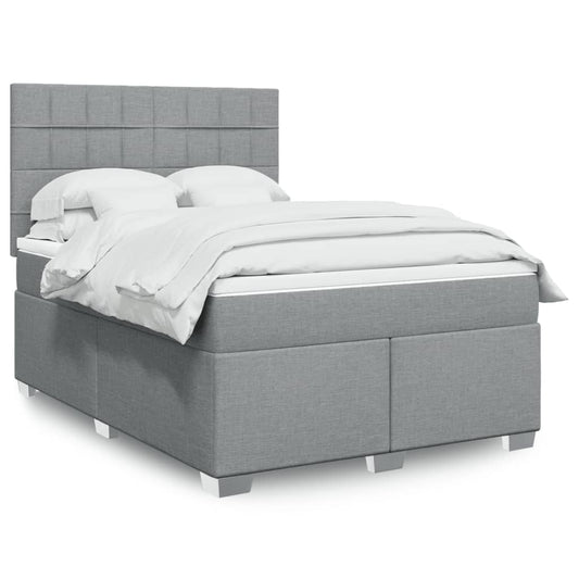 vidaXL Κρεβάτι Boxspring με Στρώμα Ανοιχτό Γκρι 140x190 εκ. Υφασμάτινο