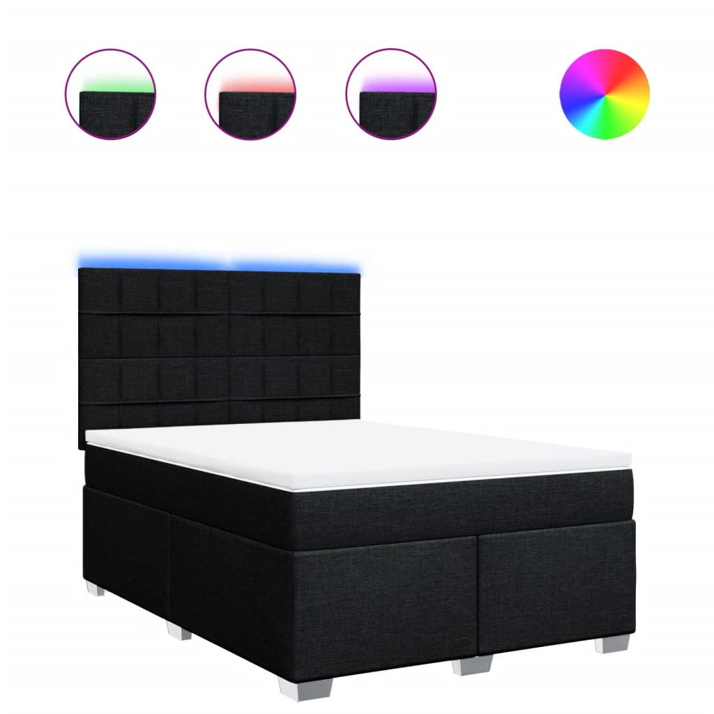 vidaXL Κρεβάτι Boxspring με Στρώμα Μαύρο 140x190 εκ. Υφασμάτινο
