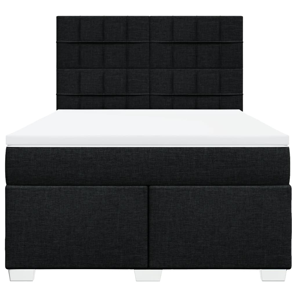 vidaXL Κρεβάτι Boxspring με Στρώμα Μαύρο 140x190 εκ. Υφασμάτινο