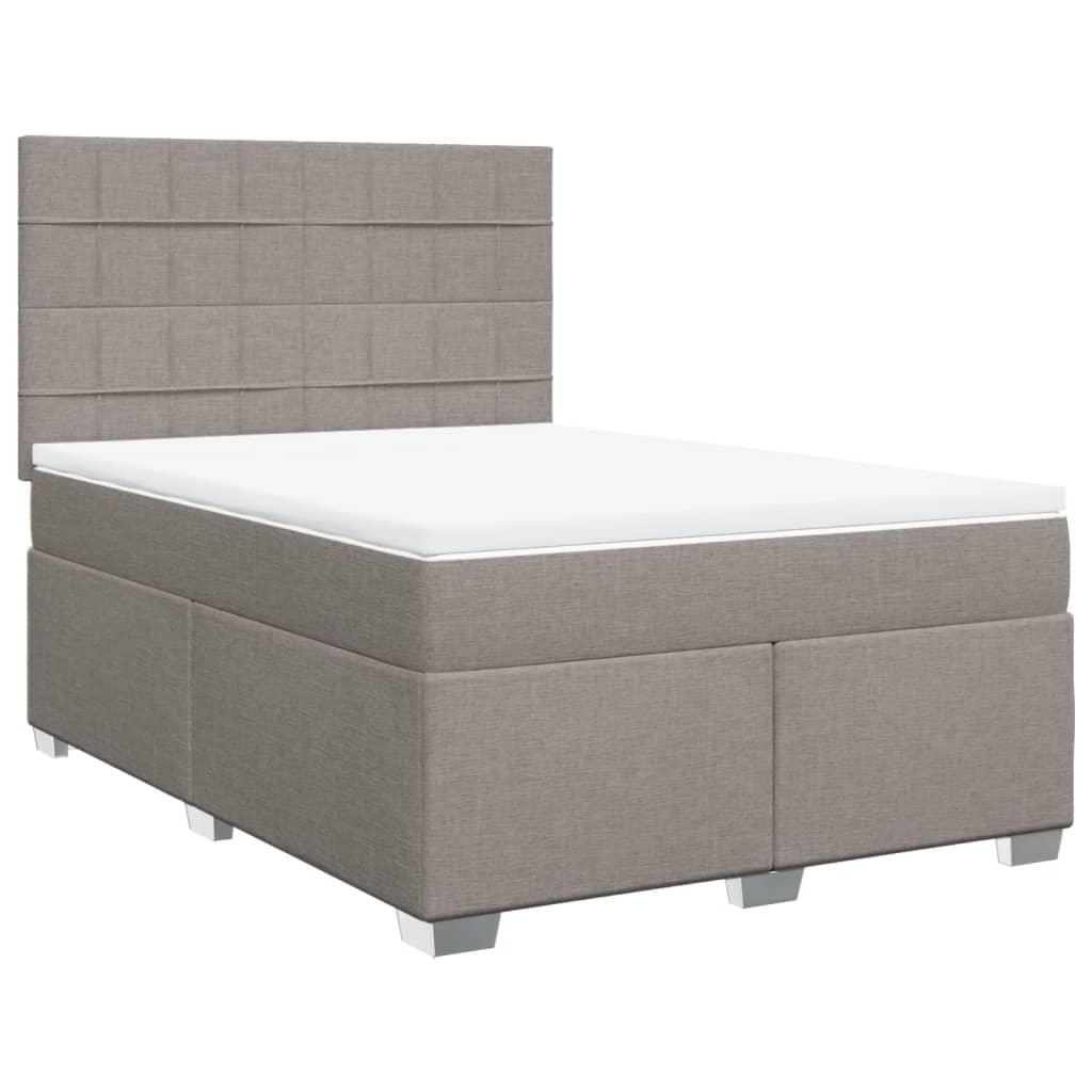vidaXL Κρεβάτι Boxspring με Στρώμα Taupe 140x190 εκ. Υφασμάτινο