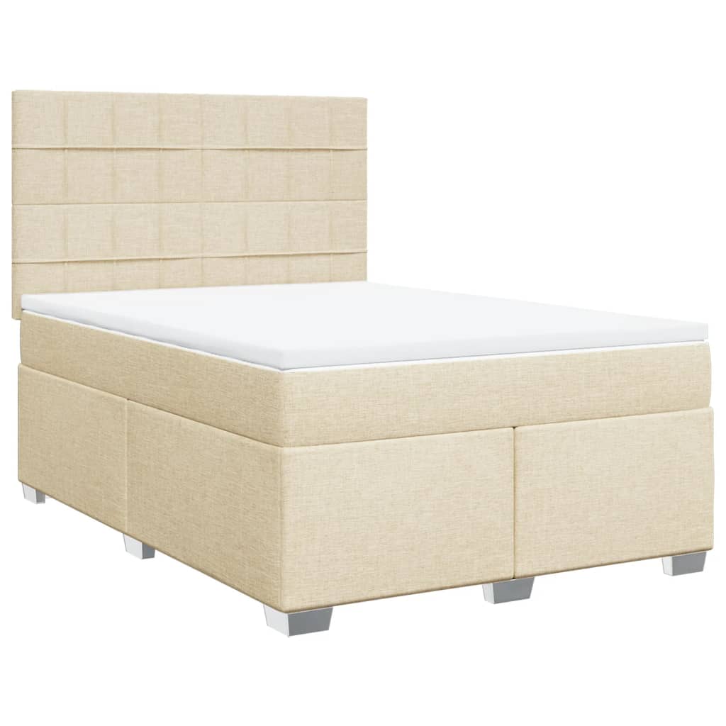vidaXL Κρεβάτι Boxspring με Στρώμα Κρεμ 140x190 εκ. Υφασμάτινο