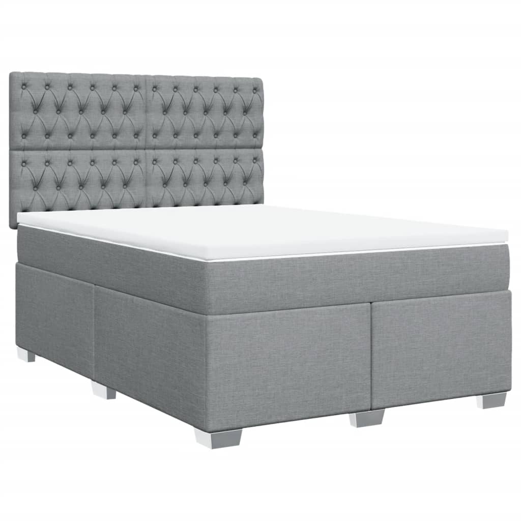 vidaXL Κρεβάτι Boxspring με Στρώμα Ανοιχτό Γκρι 140x190 εκ. Υφασμάτινο