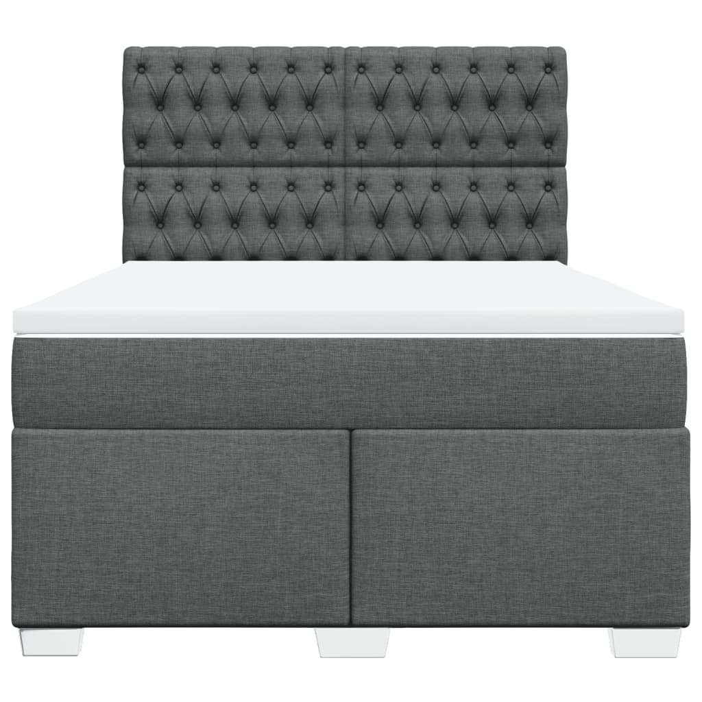 vidaXL Κρεβάτι Boxspring με Στρώμα Σκούρο Γκρι 140x190 εκ. Υφασμάτινο