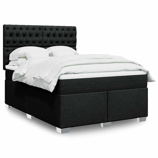 vidaXL Κρεβάτι Boxspring με Στρώμα Μαύρο 140x190 εκ. Υφασμάτινο