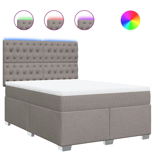 vidaXL Κρεβάτι Boxspring με Στρώμα Taupe 140x190 εκ. Υφασμάτινο