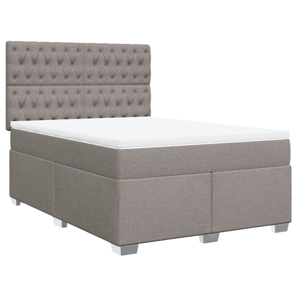 vidaXL Κρεβάτι Boxspring με Στρώμα Taupe 140x190 εκ. Υφασμάτινο