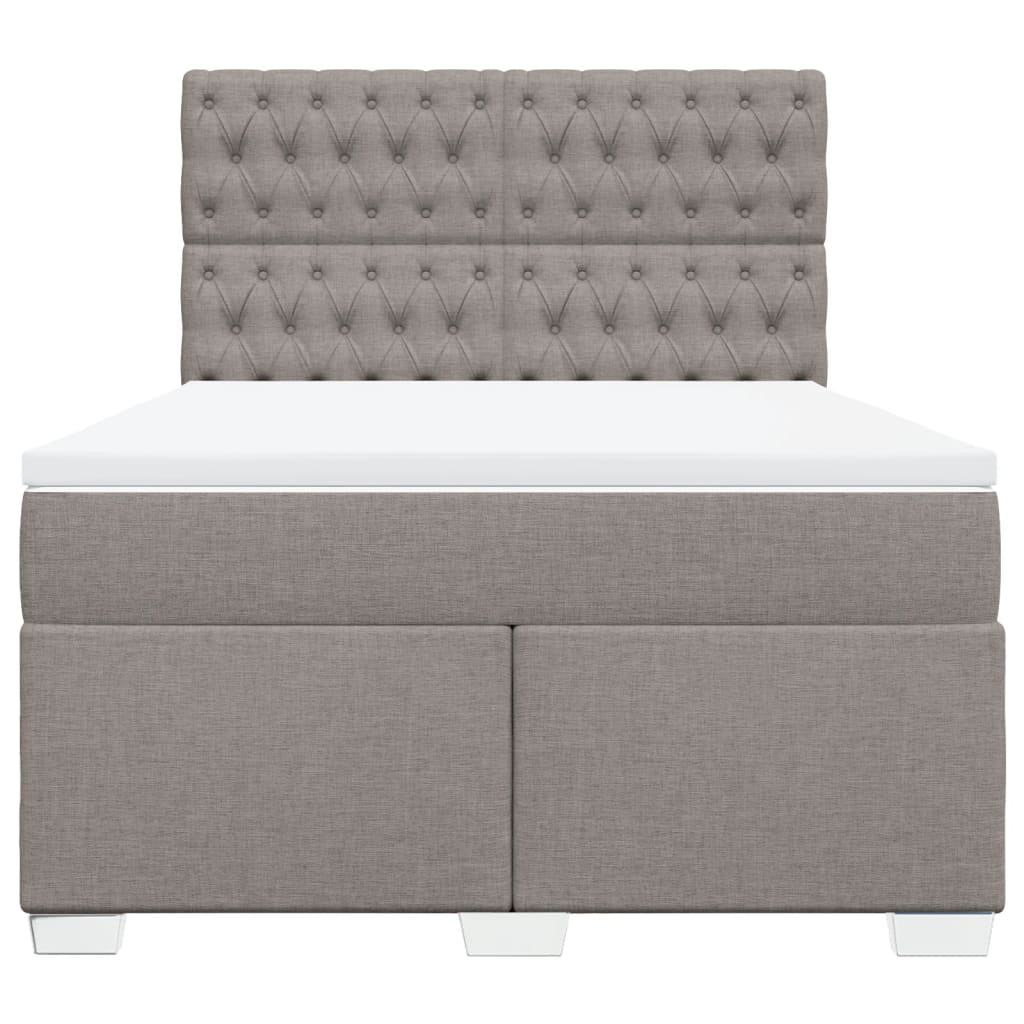 vidaXL Κρεβάτι Boxspring με Στρώμα Taupe 140x190 εκ. Υφασμάτινο