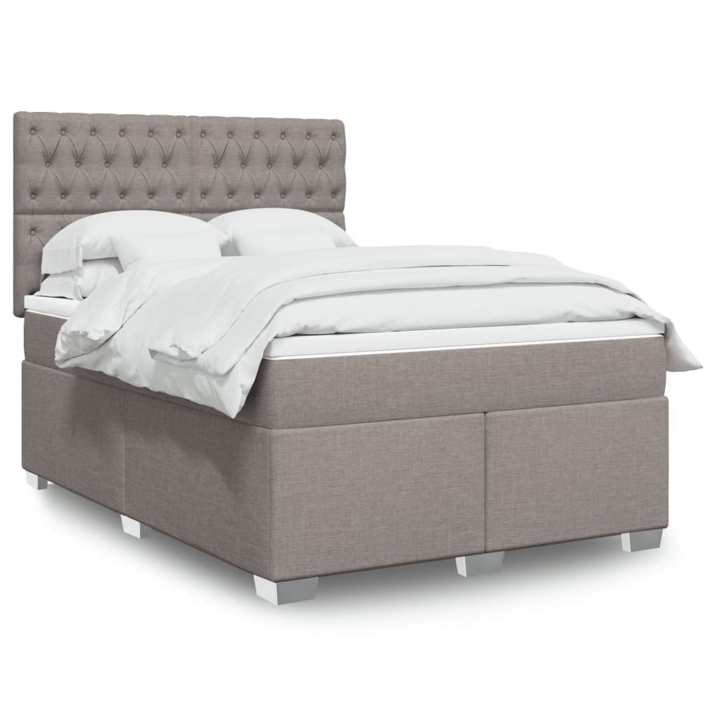 vidaXL Κρεβάτι Boxspring με Στρώμα Taupe 140x190 εκ. Υφασμάτινο