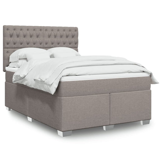 vidaXL Κρεβάτι Boxspring με Στρώμα Taupe 140x190 εκ. Υφασμάτινο